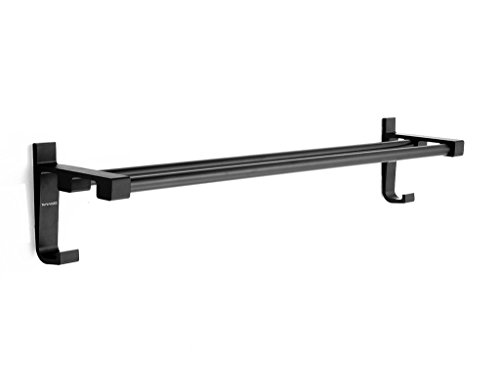 Wangel Nail-frei Design Doppelte Aluminium Badezimmer Handtuchhalter Black - 2