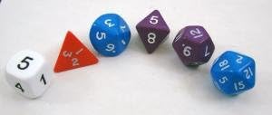 Mixed Polyhedra Dice (Set of 6 Dice for Classroom or Gaming Use)