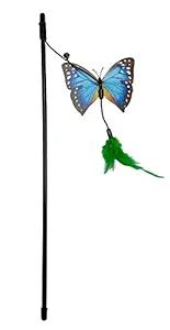 Royale Dog nteractive Cat Teaser Plush Butterfly Feather Toy ( Colour May Vary )