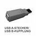 Produktbild USB Kompakt- Adapter - 1x USB Typ A Stecker auf 1x USB Typ B Kupplung, Farbe: grau