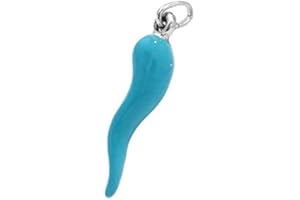 Remo Gammella Pendente Cornetto Portafortuna in Argento 925 Ciondolo Uomo Donna smaltato variante di misura