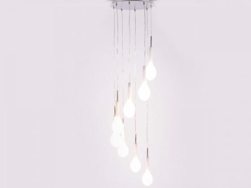 Preisvergleich Produktbild Pendelleuchte Deckenleuchte Laval mit Milchglas-Elementen, Silber / Weiß