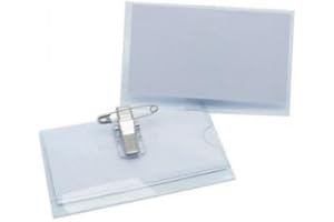 Stuff 4 Office – Combi Clip Name Badges 54x90mm – ID Badge Holders with Insert, Pin & Crocodile Clip – Ideal for Visitors, Conferences, Staff, Events – Bulk Packs Available