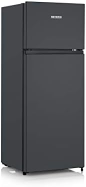 SEVERIN DT 8762 - Frigorifero/congelatore a doppia porta, 2 ripiani regolabili in altezza, grande scatola Veggiebox, estremamente silenziosa, 40 dB, capacità utile 206 l, colore: Nero