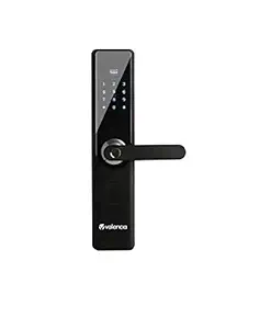 Valencia- Ajax Smart Door Lock with Fingerprint, RFID, PIN Access & Manual Key Access, Black(Free Installation), Glass Finish