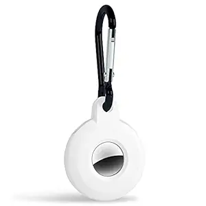 Protective Case for AirTag, Silicone Secure Holder with Key Chain Ring for Apple AirTag, Silicone Case with Keychains, White