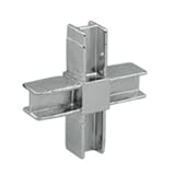 Cromado. Junta de 4 vías en cruz para tubo cuadrado 25 x 25 mm para enganche angular para la creación de estructuras de hierro