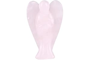 HZTYYIER Figurka anioła stróża, mini rzeźba anioła, z kwarcu różowego, uzdrawiający kryształ, dekoracja główna for wnętrze