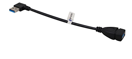 Smays Left Angle USB 3.0 Male to Female Extension Cable (7.9 inches = 0.2 Meter, Black) - 2