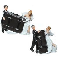 Hochzeitspaar mit Koffer Spardose (ca.12,5cm)