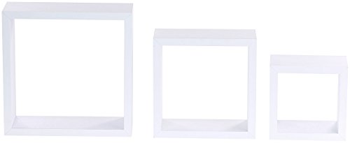 Carlo Milano 3er-Set Quadratische Wandregale, bis 25 x 25 x 9 cm, weiß