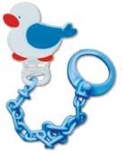 DUMMY SOOTHER COMFORTER CLIP &amp; CHAIN - BLUE DUCK - IDEAL FOR BABY AND PERFECT GIFT AT BABY SHOWER OR CHRISTENING