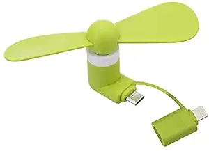 Mini Cell Phone Fan - Colorful and Powerful 2-in-1 Fan for iPhone/iPad/Android Smartphone/Tablet - Cell Phone Summer Accessories?Small Fan?Battery Fan -?Green?