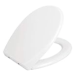 toilettendeckel sitzen Rostfreier Fix-Clip Edelstahlscharnier: Durch Knopfdruck ermöglicht der WC Sitz einfaches Aufstecken und Abnehmen zur Reinigung.