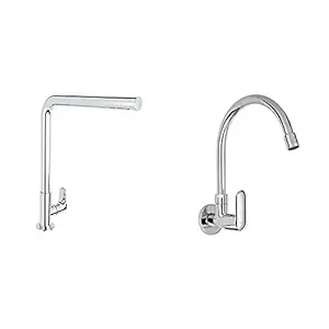 KOHLER July Deck-Mount Cold Only Kitchen Faucet+Kohler Kumin Wall Mounted Kitchen Faucet (Cold only) (99482IN-4-CP)