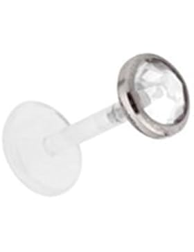 Labret Bioplast Lippen Piercing Aufsatz Titan Kristall Stein 4mm Flach -Weiss FTAJ4F