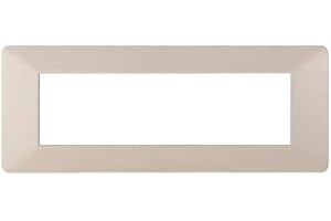 ELECTRON 1 Placca, 7 moduli/posti, Compatibile Con Vimar Plana, colore sabbia, Placche In plastica di alta qualità, 100% compatibile con i supporti e i moduli originali