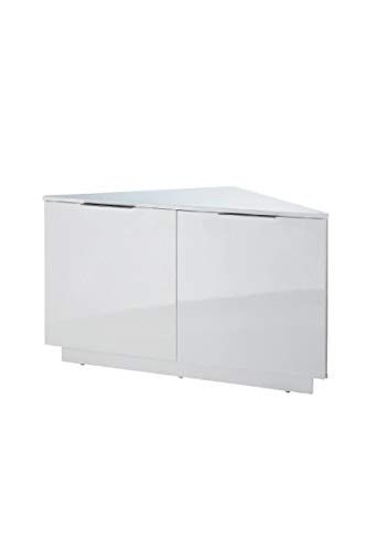 SWAN Meuble TV d'angle contemporain laqué blanc brillant - L 102 cm