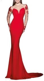 Emmani Sexy Long Winter Princess Mermaid Sleeves New Blue Red Chiffon Homecoming Celebbrity Prom Party Evening Wedding Bridesmaid Ball Gowns Skirts Dresses For Womens Ladies Girls Bridal Guest