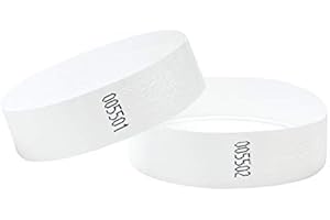 J&R Wristbands Paper Like Made from Tyvek®. 1000 Pack with 17 Colour Varieties to Choose from (White)