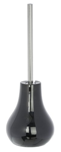 WENKO 21005100 WC-Garnitur Drop Black – innovative Bürstenform, Keramik, 14 x 40 x 13.5 cm, Schwarz - 3