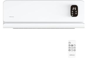 Mellerware – Calefactor Pared Bajo Consumo Homy Wall | Cerámico | 2000W | Temporizador | 2 Niveles temp | Pantalla LED | Mando a Distancia | Protección Sobrecalentamiento