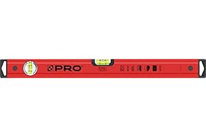 PRO600 Nivel de burbuja 60cm con perfil ergonómico - ERS+ (Easy Reading System) Nivel de precisión con tapones antichoque - Color Rojo