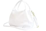 handtasche weiss lack handtasche damen AmbraModa Damen handtasche Henkeltasche Schultertasche aus Echtleder GL023 (Weiß)