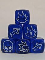 Impact: Flaming Skull Bloodbowl Block Dice x 3 Blue Gem