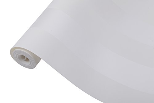 HANMERO Modern Beflockung Vliestapete Schön Fototapete Streifen geprägt Streifen für Schlafzimmer, Whonzimmer, Hotel 0,53*10m (5,3m2) Beigeweiß 68030 Farben ¡­ - 3