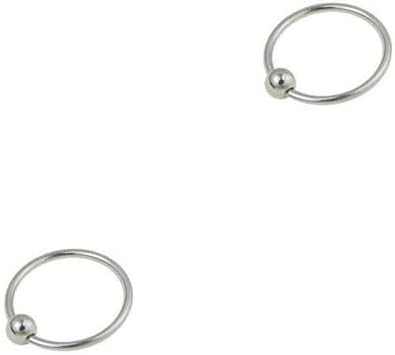 2 aros nariz muy pequeños iguales, muy finos con bola de cierre, plata de ley 925, 6mm diámetro interior, 0,6mm grosor.