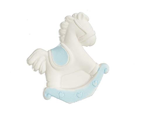 Preisvergleich Produktbild Pz 12 Staffelei Schaukelpferd Himmelblau 4 cm Bomboniere Geburt Taufe