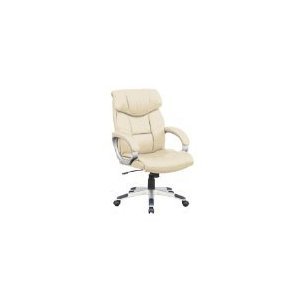 87043 CREAM PU LEATHER OFFICE CHAIR PADDED ARMS