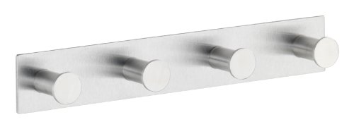 WENKO 4466590100 Hakenleiste Celano Quadro – 4 Haken, selbstklebend, Edelstahl rostfrei, 25.5 x 4 x 3.3 cm, Matt - 2