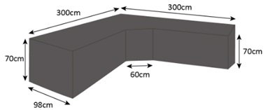 Funda / Cover / Protectora para Sofá de la esquina | 300 x 300 x 98 x 70 cm (L x A x A) | Gris | Resistente al Agua | SORARA | Poliéster (UV 50+) | Para exterior Muebles de Jardín, Terraza, Patio