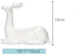 ALILEO handmade galzed creative white porcelain deers ornament ceramic animal figurines statues home decorations ceramic gift for kids,A