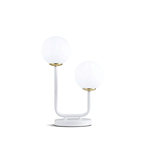 Preisvergleich Produktbild taideng Einfache moderne Wohnzimmer Studie Schlafzimmer Nachttisch Kunst Tischlampe kreative sphärische Glas Lampenschirm Doppelscheinwerfer (Farbe : Weiß)