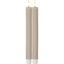 2 LED Stabkerzen SHINE – 25 Cm Hoch, Echtwachs Gedreht, Timer 6h An/18h Aus, 3D Flamme