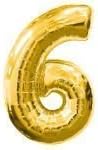 GrabitGadgets Gold 40inch Number 6 'six' foil balloon