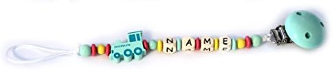 Baby Dummy Chain with Wooden Beads and Name of your choice Patell Mint Pull