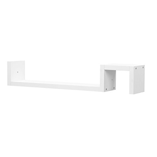 Finether weißes Wandregal Wandboard Wandablage Schweberegal Hängeregal Wand-Bücherregal Regalbrett aus MDF-Holz für Ablage von Bücher CD DVD Fotorahmen Design Deko Regal in Lounge Wohnzimmer 82.5 x 14.8 x 14.8 cm unsichtbare Wandmontage schwebend weiß