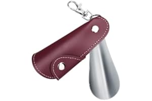 ZOMAKE Chausse-Pied en Métal - 9 cm Mini Chausse Pied De Poche et Cuir,Metal Court Chausse Pied Porte Clef pour Les Femmes Les Enfants et Les Personnes âgées