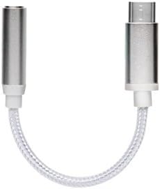 Type C to 3.5mm Audio Headphone Jack Adapter Connector, Bkayp Nylon Braided Type C to 3.5mm Female Microphone Adapter Cable for Moto Z, Letv Le Pro 3(Silver) - Not Support Computer and HTC Phones
