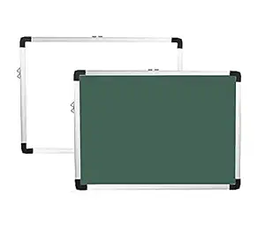 JUST RIDER Non-Magnetic Hanging Greenboard and WHITEboard Double Sided Board, Chalkboard for Kids, Lightweight Classic Frame, 1x1.5 Feet (Pack of 1)