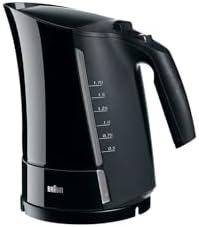 Braun WK300 Bollitore Elettrico, Capacità 1,7L, Ebollizione Rapida in 45 Secondi, Indicatore Livello dell'acqua, Base Girevole a 360°, Avvolgicavo e Piedini Antiscivolo, Potenza max 2200watt, Nero