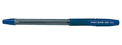 Pilot BPS-GP-M-L Lot de 12 Stylo à bille Pointe moyenne Encre Bleue Corps transparent avec grip antidérapant + capuchon