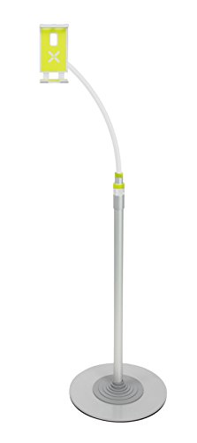 Kit Universal Aluminium Tablet Halterung Verstellbar (Max. Höhe: 1840mm) mit Bodenaufsteller Kompatibel mit Tablets mit Breite bis 195mm - Silber