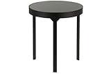 Entdecken Sie unseren schönen runden Tisch aus Metall und schwarzem Glas. Passt in ein Zimmer mit dem Ambiente des Heims oder der Industrie.