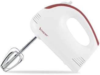 BEPER P102SBA110 Sbattitore Elettrico Leggero,200W, 5 Velocità, Fruste in Acciaio Inossidabile, Ergonomico e Facile da Pulire, Alimentazione a filo, Bianco/Rosso