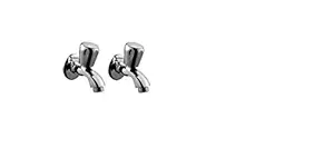 Hindware Lyra F920033CP 2-in-1 Brass Bib Cock for Bathroom (Chrome Finish)